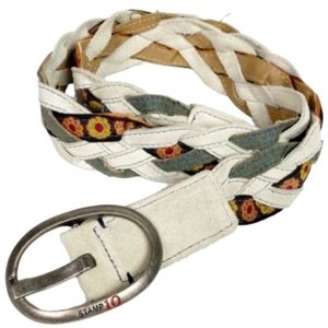 Jr's retro xl leather braided belt,colorful daisy print